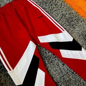 Mens Authentic “Adidas” Red Pants 3 stripes Medium